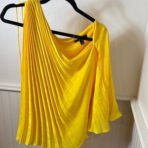 Banana Republic Vibrant Yellow Pleated One-Shoulder Top
